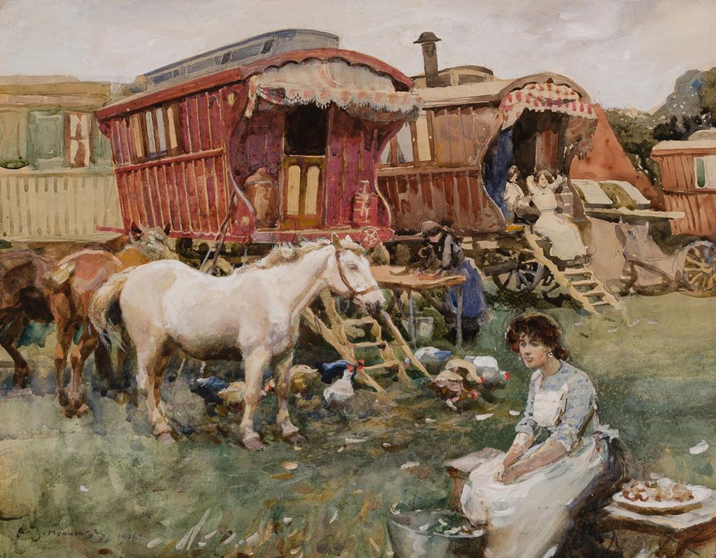 "A Gypsy Encampment" by Sir Alfred Munnings (Courtesy Cross Gate Gallery)